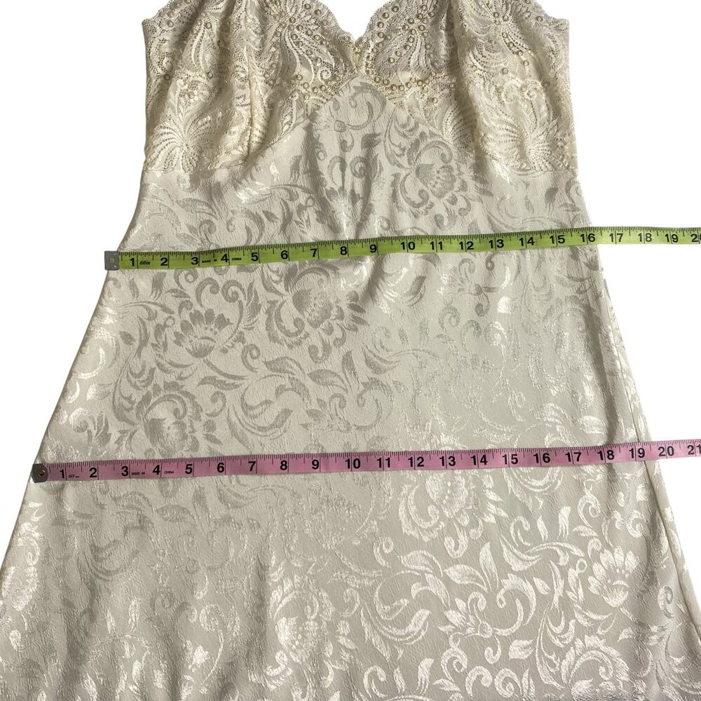 Victoria's Secret Maxi Slip Dress Gown Cream Sequin Lace Slit Large Y2K Coquette - Picture 13 of 15